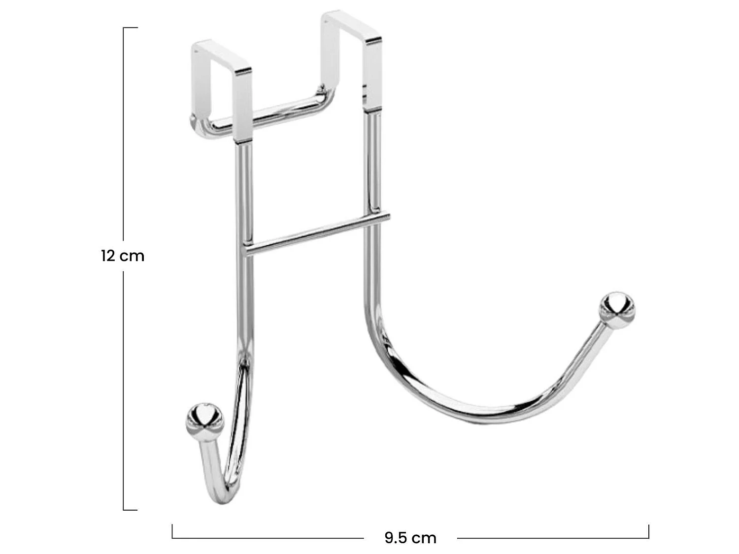 Toallero de Puerta con 2 Ganchos 4.5x9.5x12cm 7house