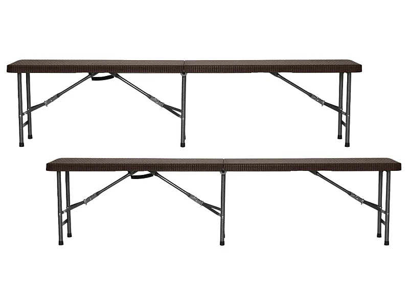 Pack 2 Bancos Plegables Catering Efecto Ratán 180x30x43cm 7house