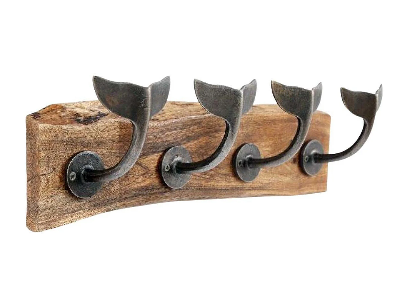 Patère 4 crochets en bois de manguier et fer Baleine