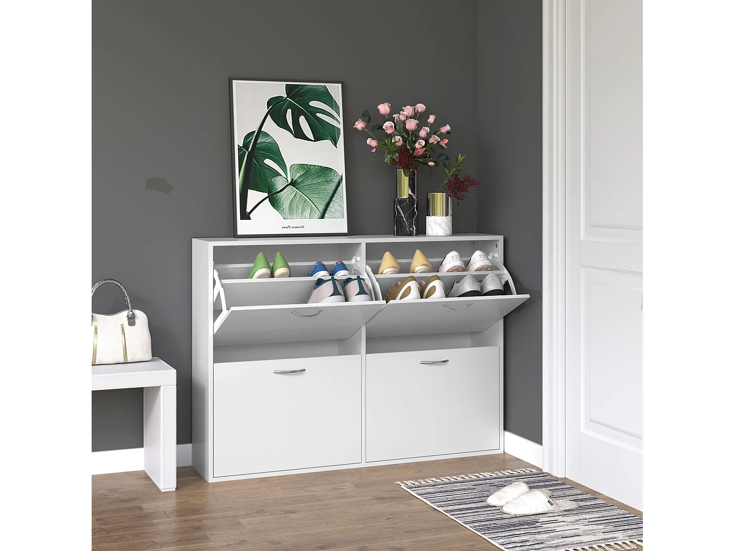 Armario de zapatos blanco 120x24x81 cm HOMCOM