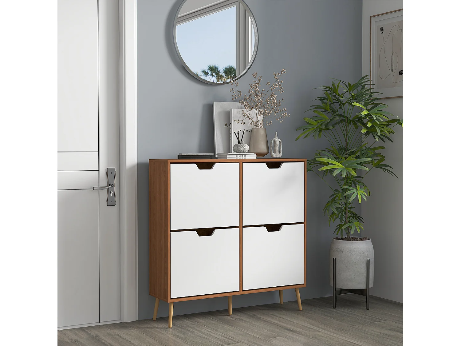 Armario de zapatos madera natural 95x26x95 cm HOMCOM