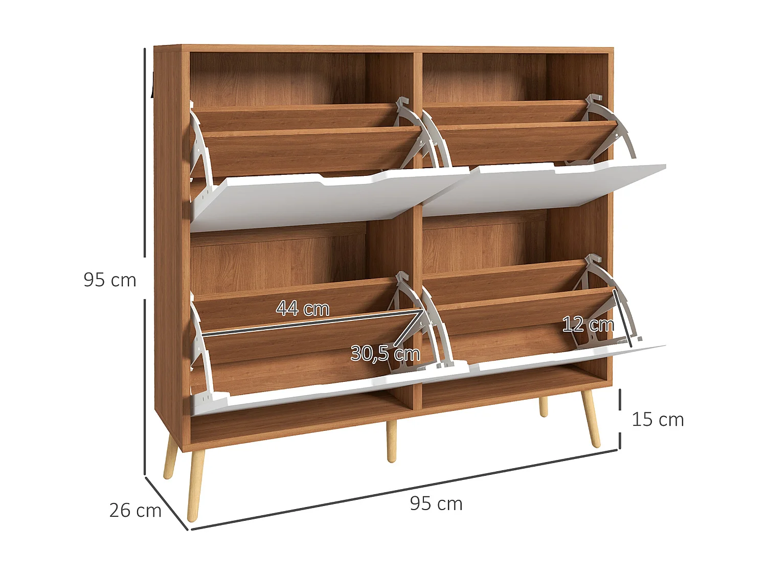 Armario de zapatos madera natural 95x26x95 cm HOMCOM
