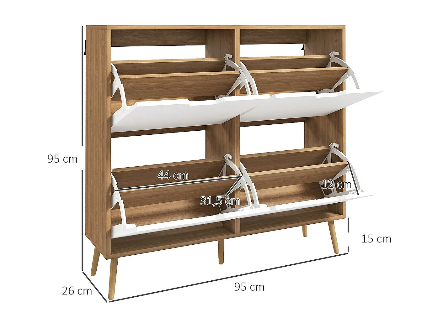 Armario de zapatos madera natural 95x26x95 cm HOMCOM