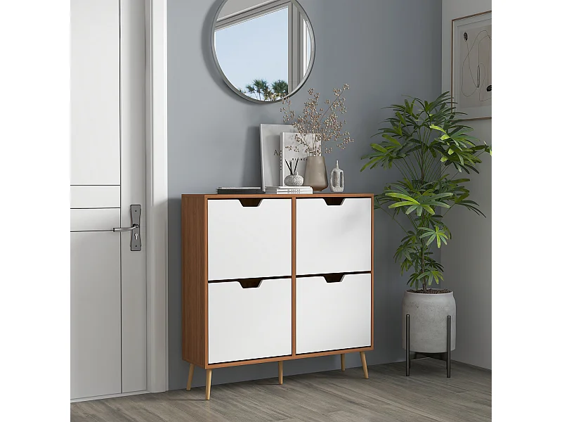 Armario de zapatos madera natural 95x26x95 cm HOMCOM