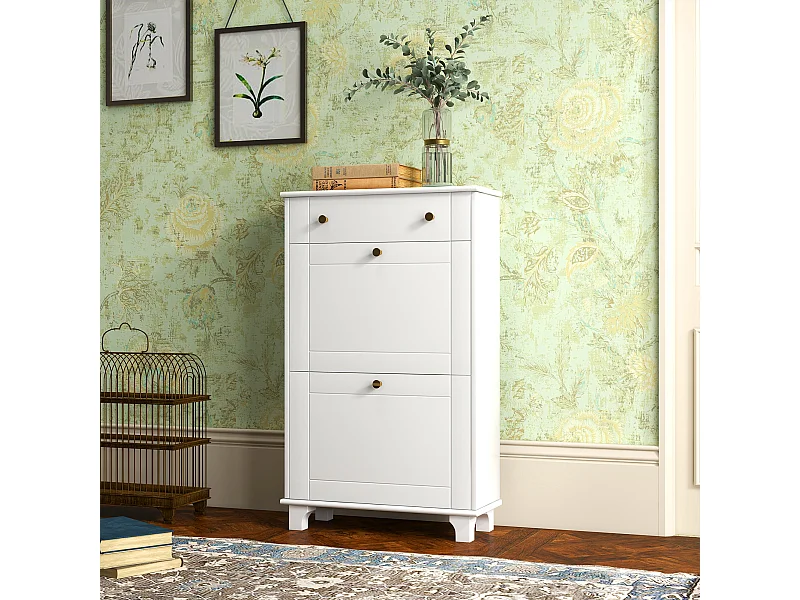 Armario de zapatos blanco 60x23.5x98.5 cm HOMCOM