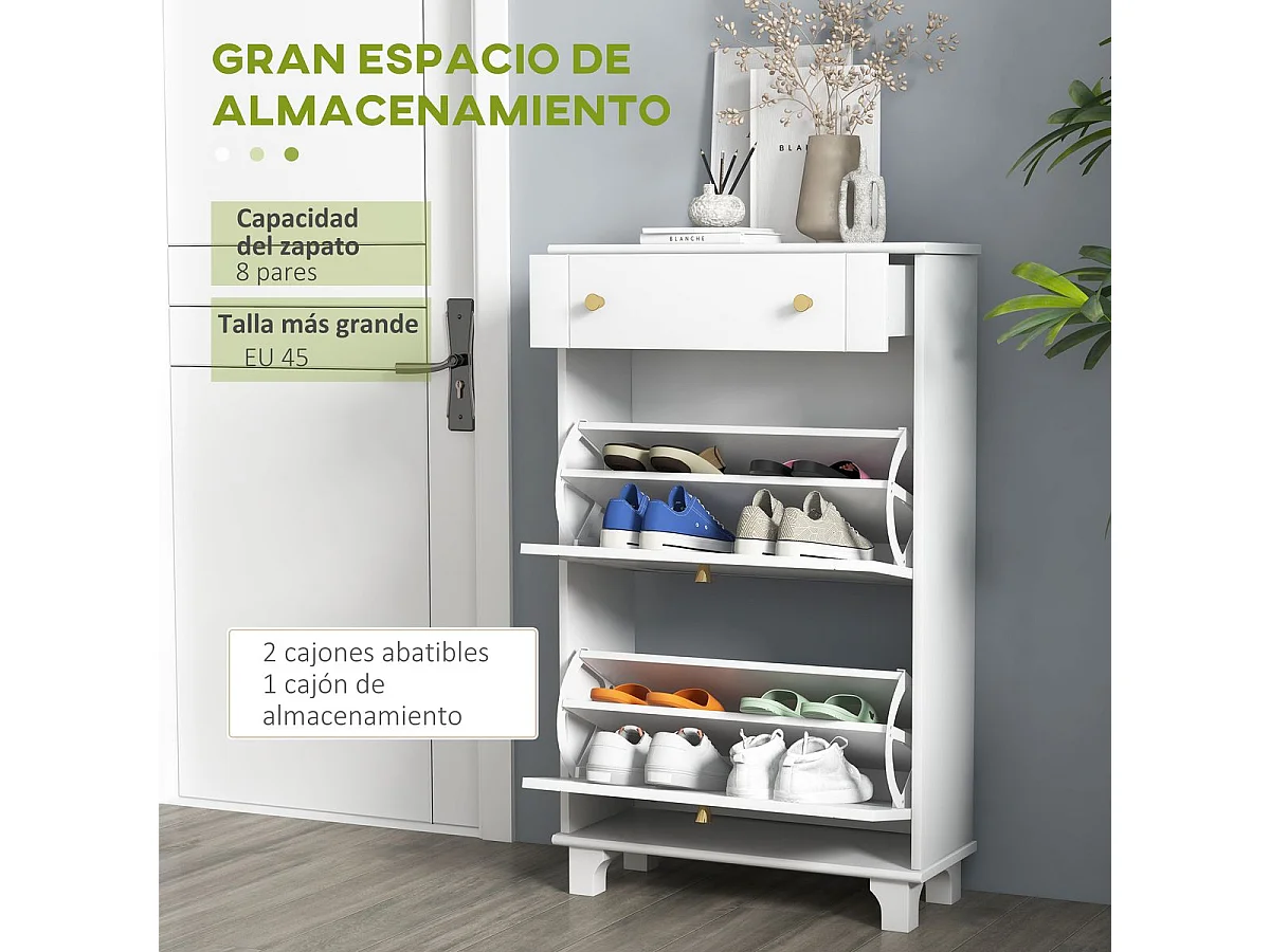 Armario de zapatos blanco 60x23.5x98.5 cm HOMCOM