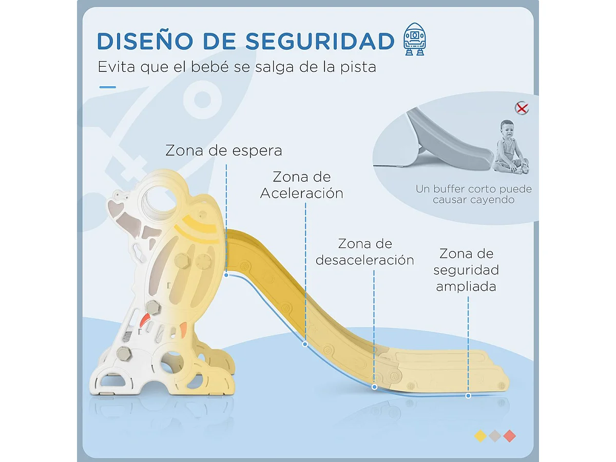 Tobogán para niños gris y blanco 157x46.5x80 cm AIYAPLAY