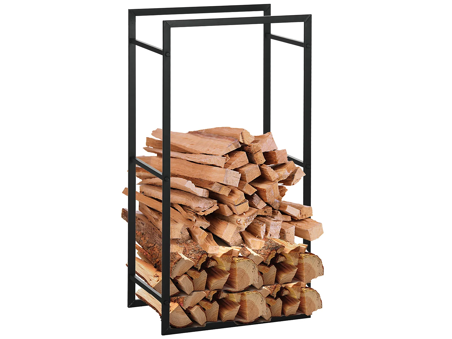 Estante para leña negro 50x30x100 cm Outsunny