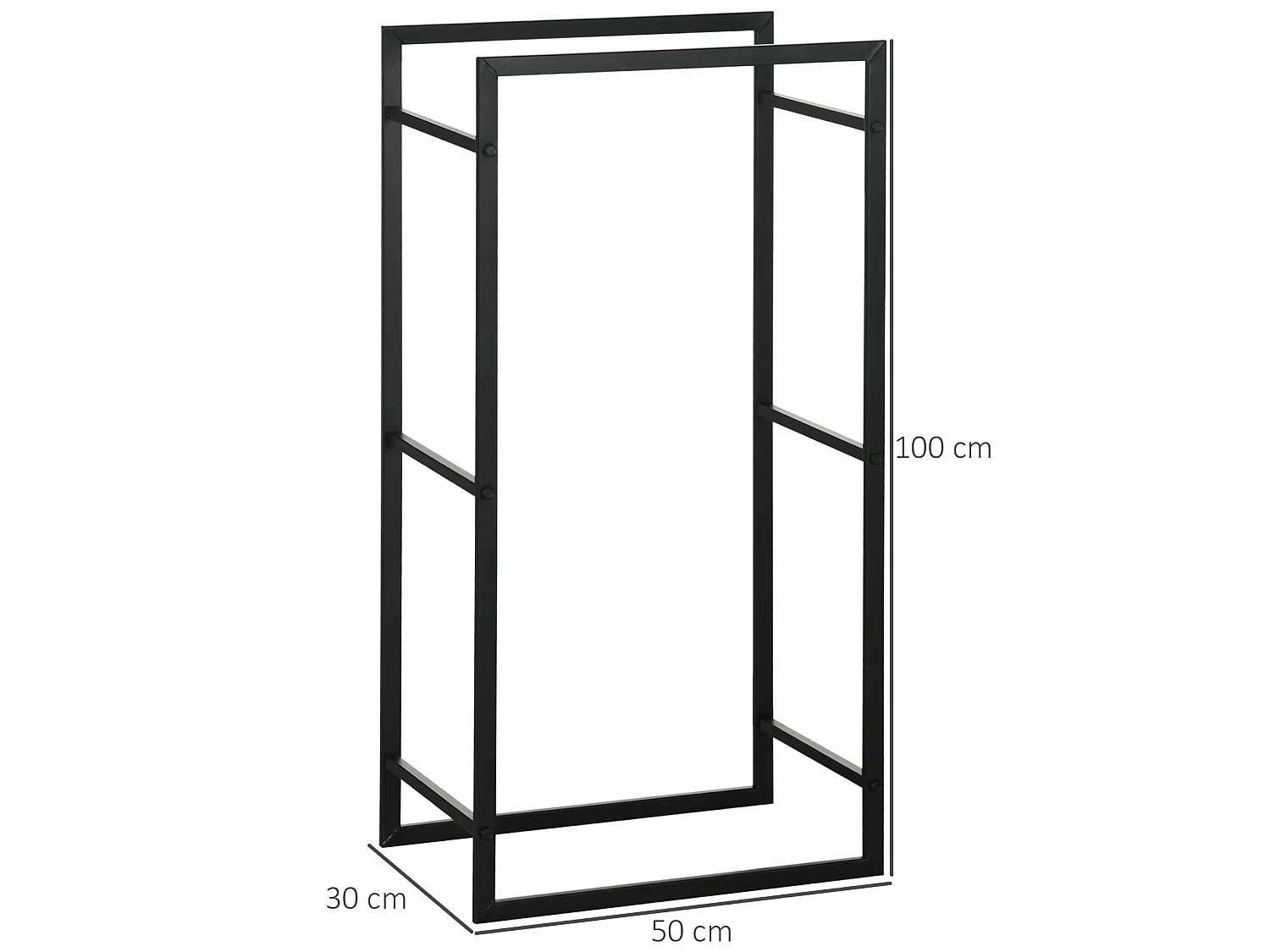 Estante para leña negro 50x30x100 cm Outsunny