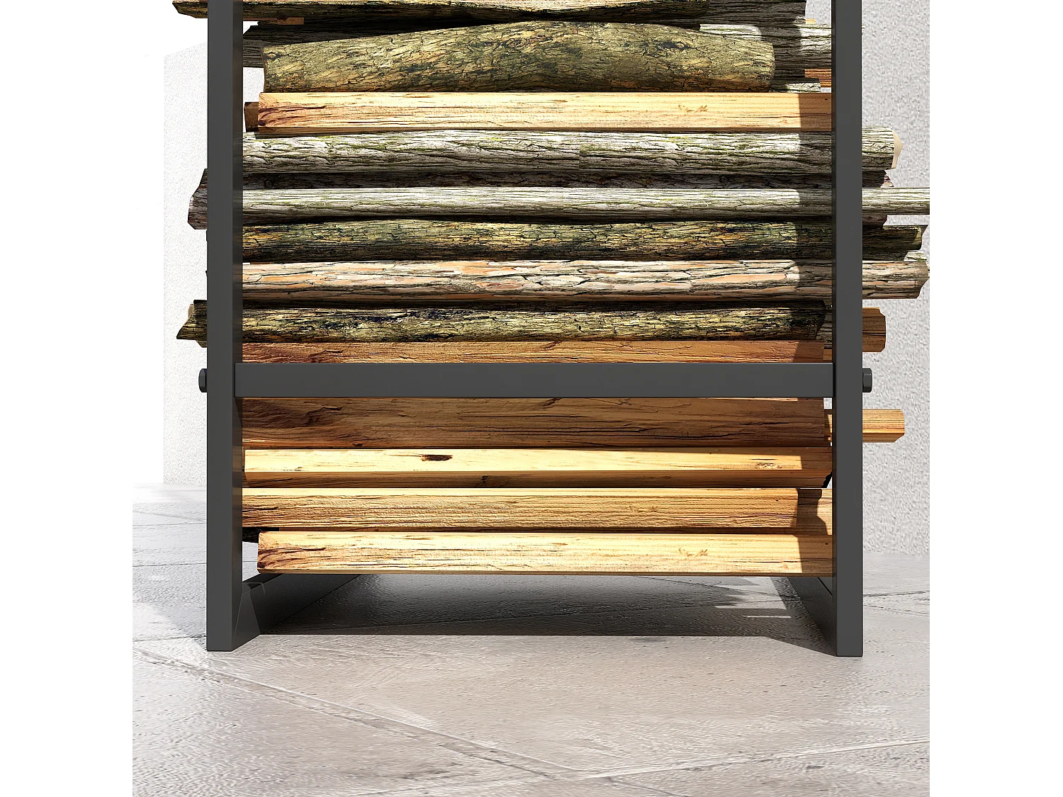 Estante para leña negro 50x30x100 cm Outsunny