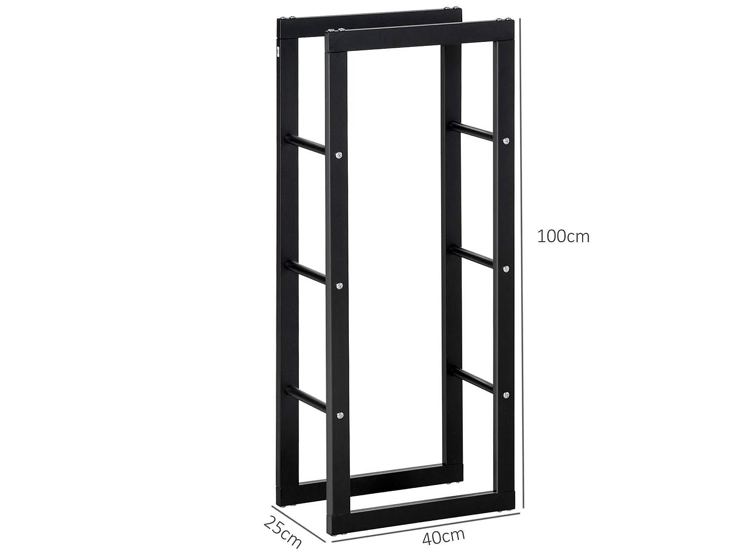 Soporte para leña negro 40x25x100 cm HOMCOM