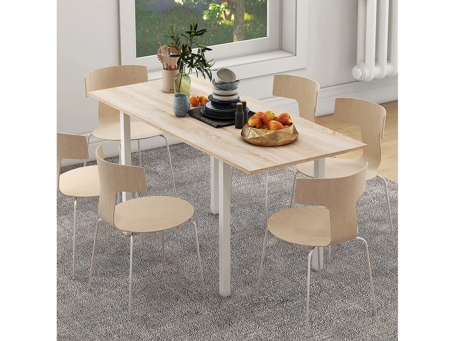 Mesa de comedor madera natural 160x70x76 cm HOMCOM