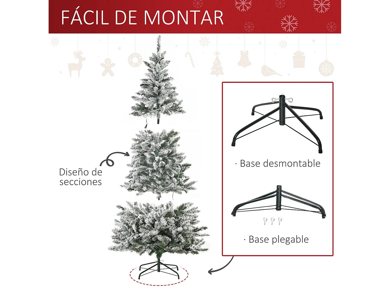 Árbol de navidad verde 112x112x210 cm HOMCOM