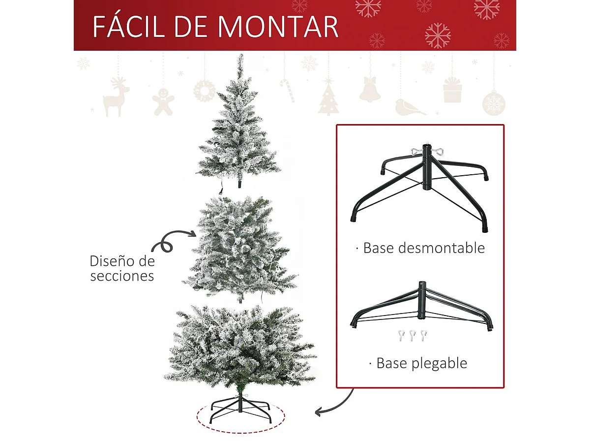 Árbol de navidad verde 112x112x210 cm HOMCOM