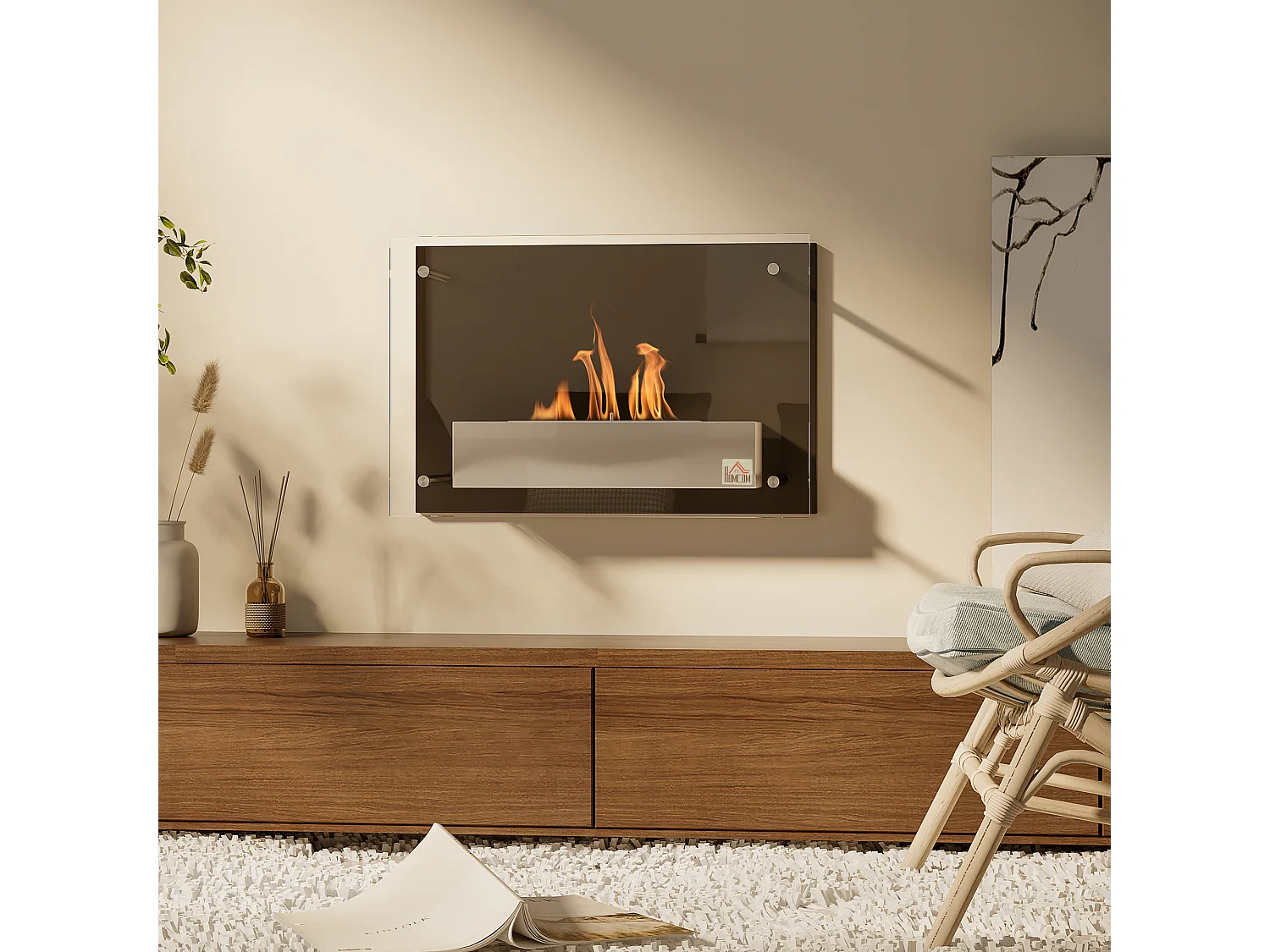 Chimenea de etanol negro 60x22x40 cm HOMCOM