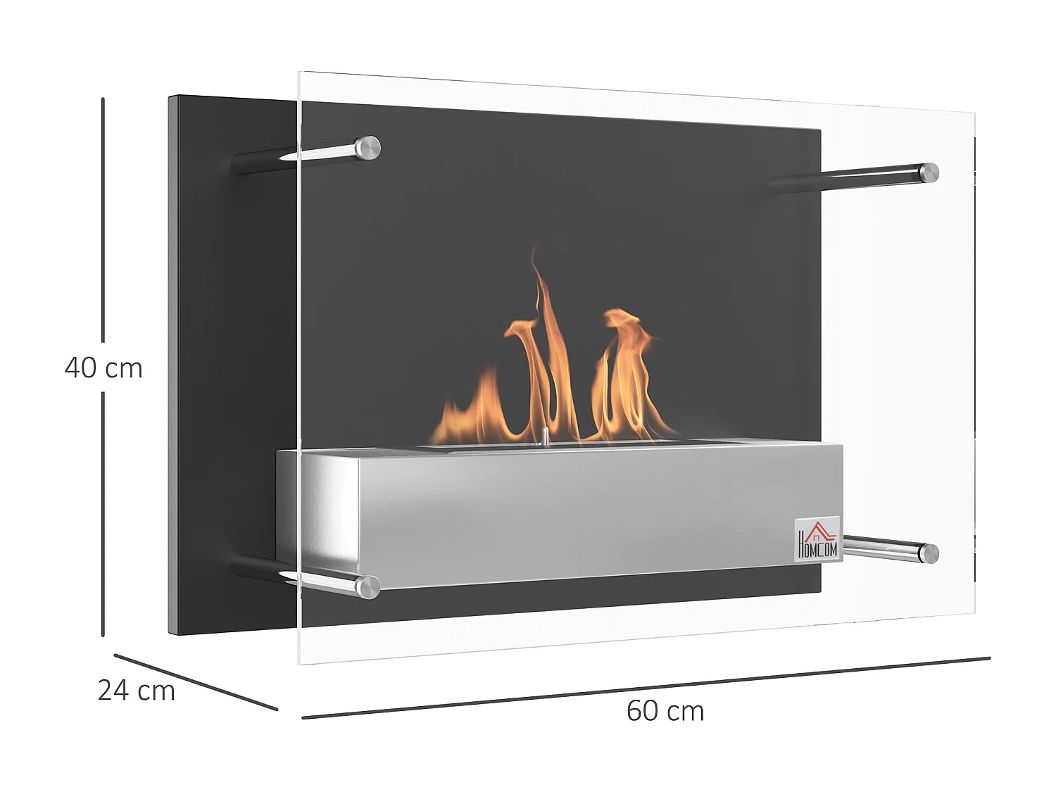 Chimenea de etanol negro 60x22x40 cm HOMCOM