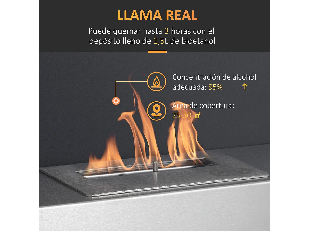 Chimenea de etanol negro 60x22x40 cm HOMCOM