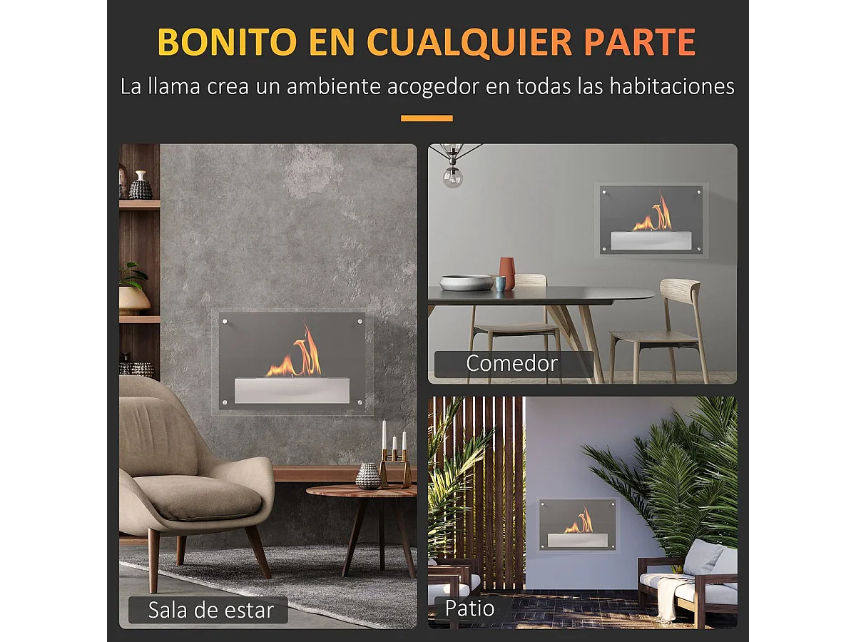 Chimenea de etanol negro 60x22x40 cm HOMCOM