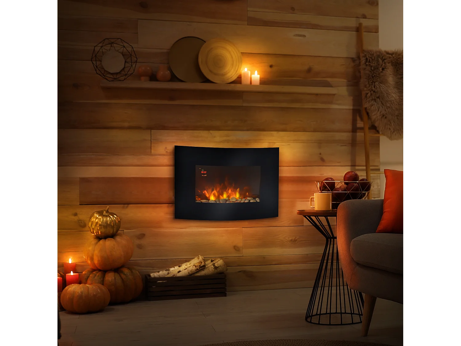 Chimenea eléctrica negro 65x11.4x52cm HOMCOM