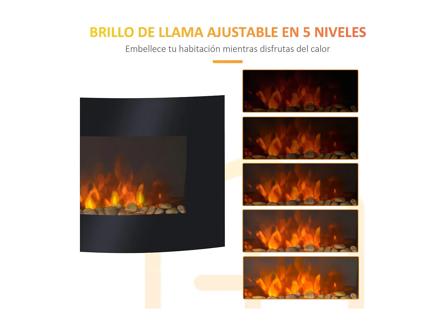 Chimenea eléctrica negro 65x11.4x52cm HOMCOM
