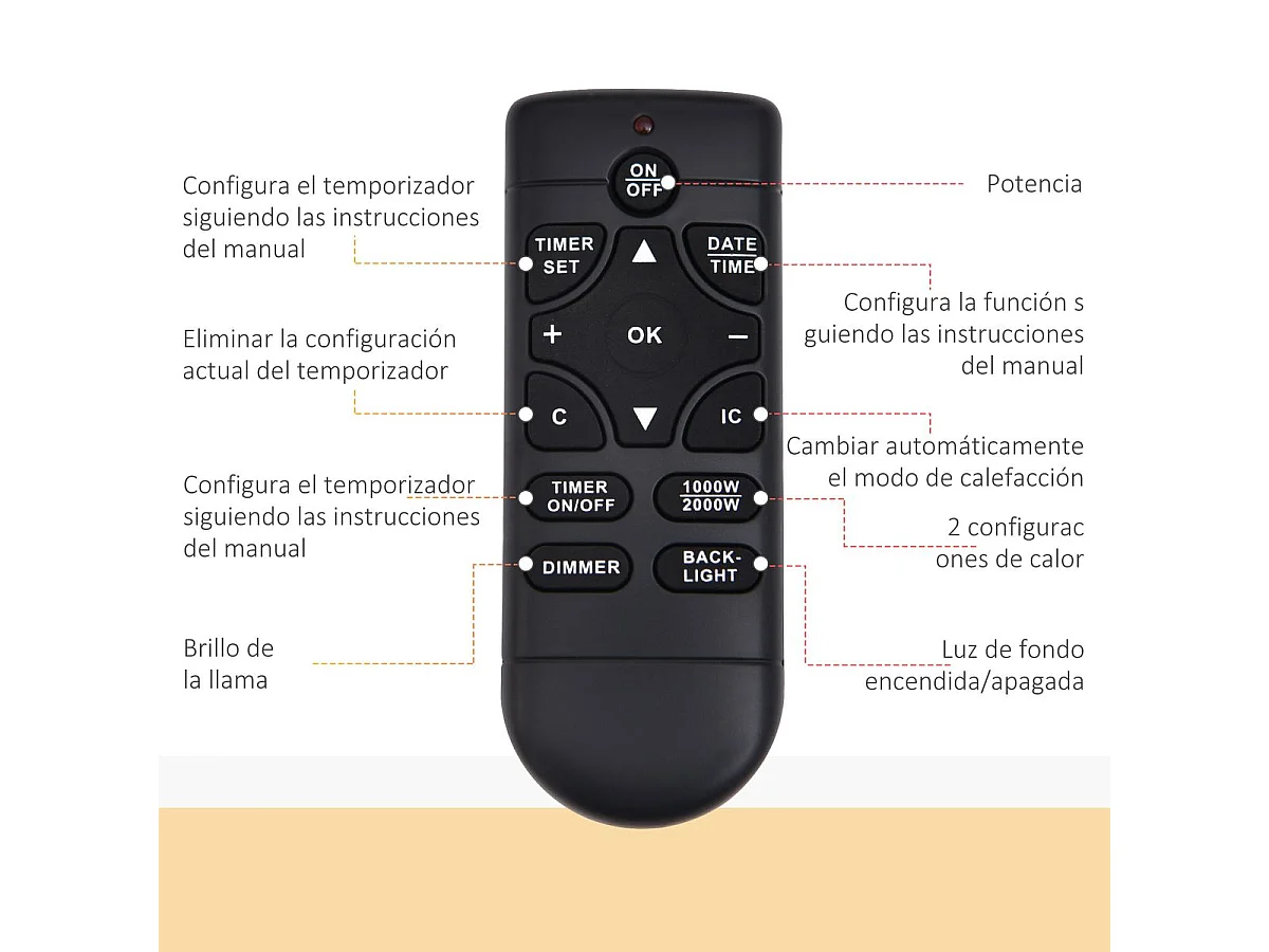 Chimenea eléctrica negro 65x11.4x52cm HOMCOM