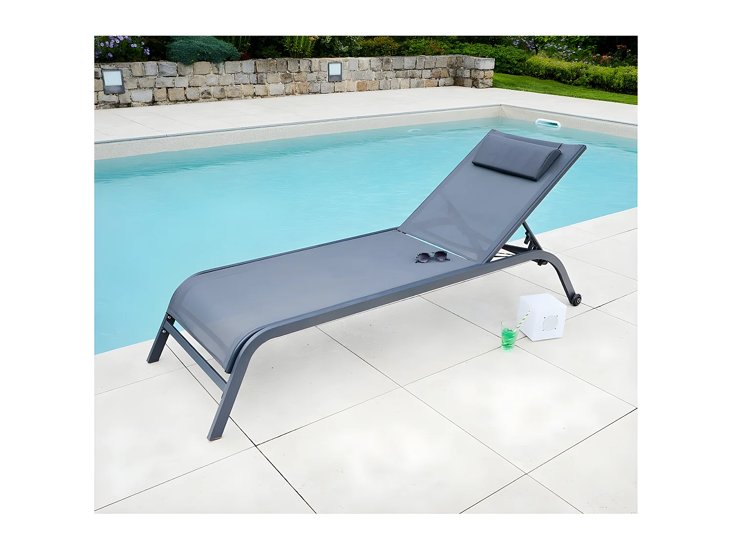 GOZO - Transat de jardin - Acier - Gris Anthracite