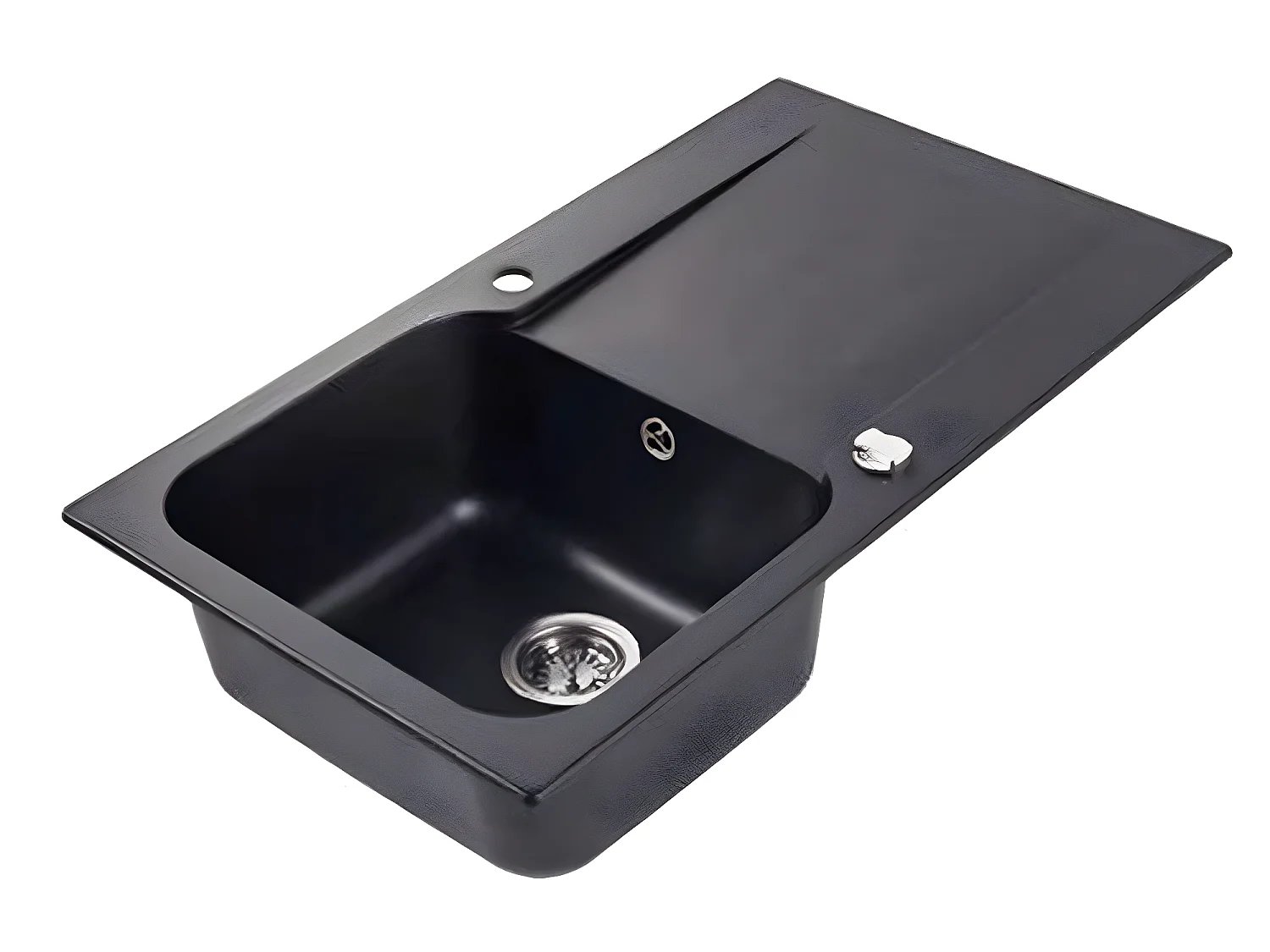 Lisse évier réversible 1 cuve 1 égouttoir en résine noir - Essebagno