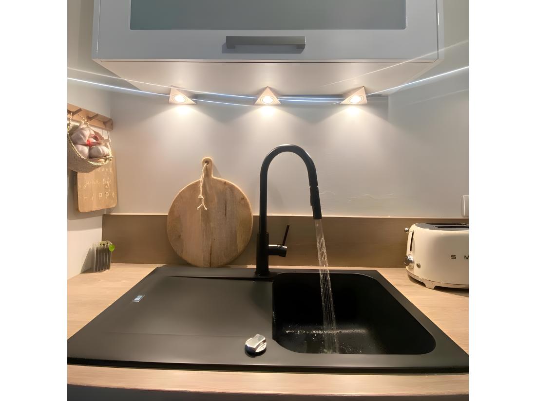 vente unique Lisse évier réversible 1 cuve 1 égouttoir en résine noir - Essebagno