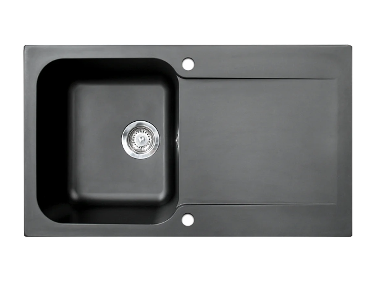 Lisse fregadero reversible 1 cubeta 1 escurridor en resina negra Essebagno