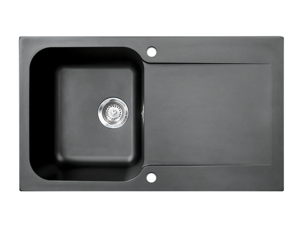 Lisse fregadero reversible 1 cubeta 1 escurridor en resina negra Essebagno