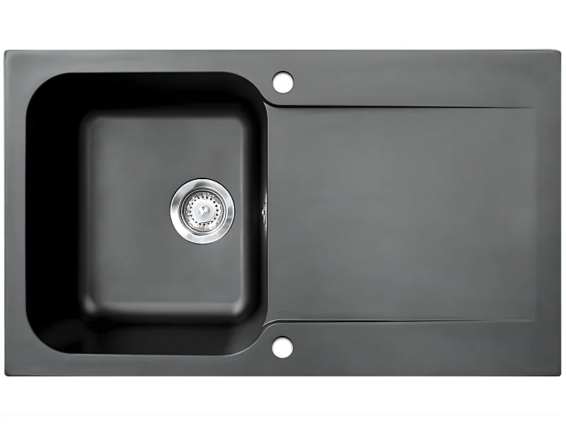 Lisse fregadero reversible 1 cubeta 1 escurridor en resina negra Essebagno