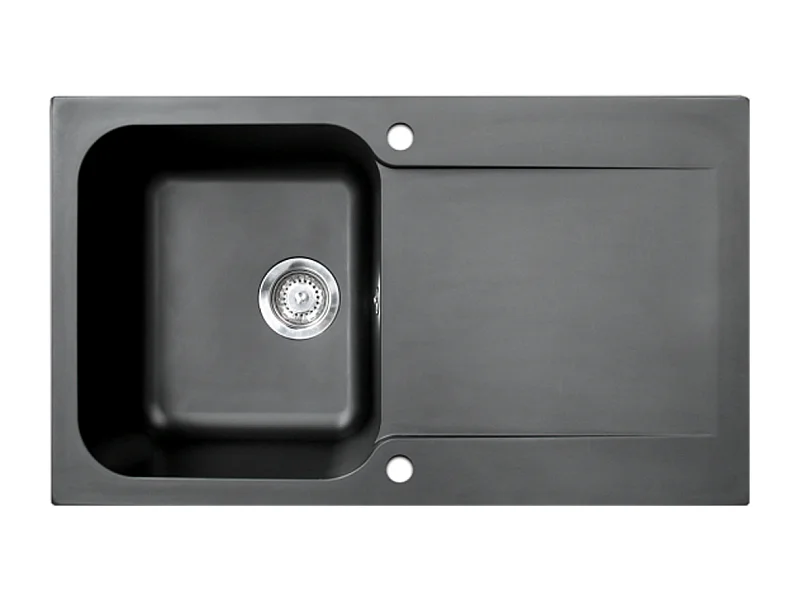 Lisse umkehrbare Spüle 1 Becken 1 Abtropfbecken aus schwarzes Harz Essebagno