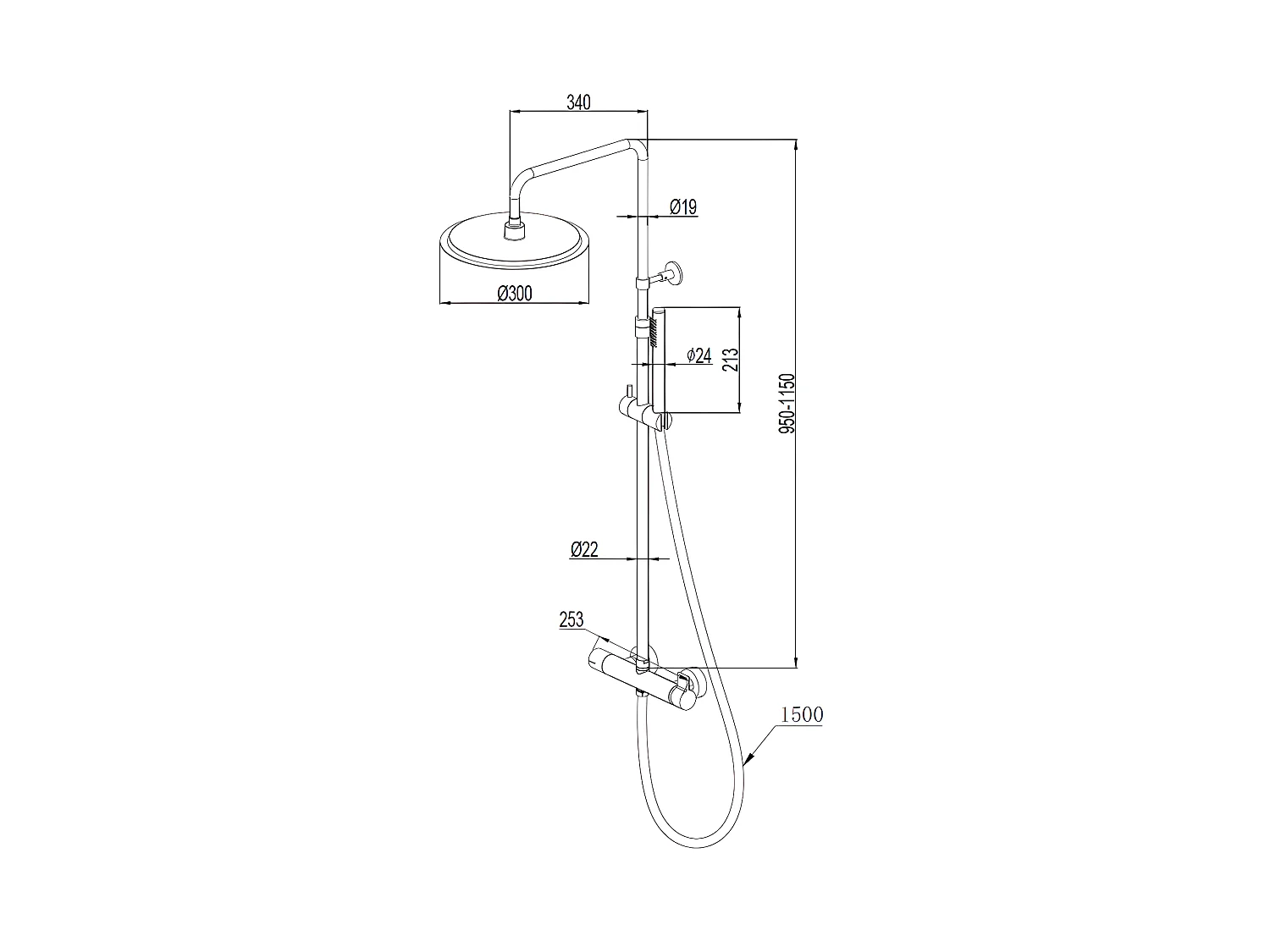 Delice II columna de ducha mecánica negra Essebagno