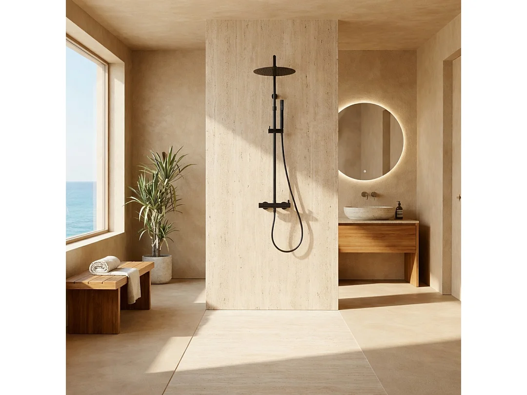 Delice II coluna de duche mecânica preta Essebagno