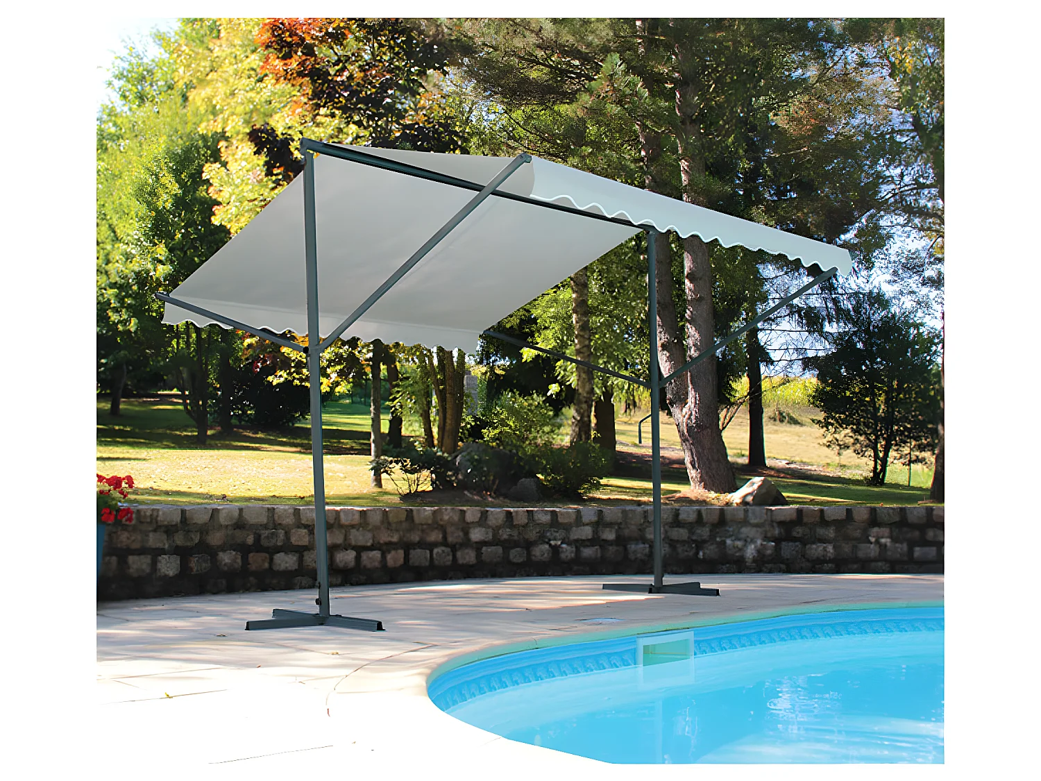 COLUMBA - Tonnelle 2 pans 3,5m - Acier - Ecru