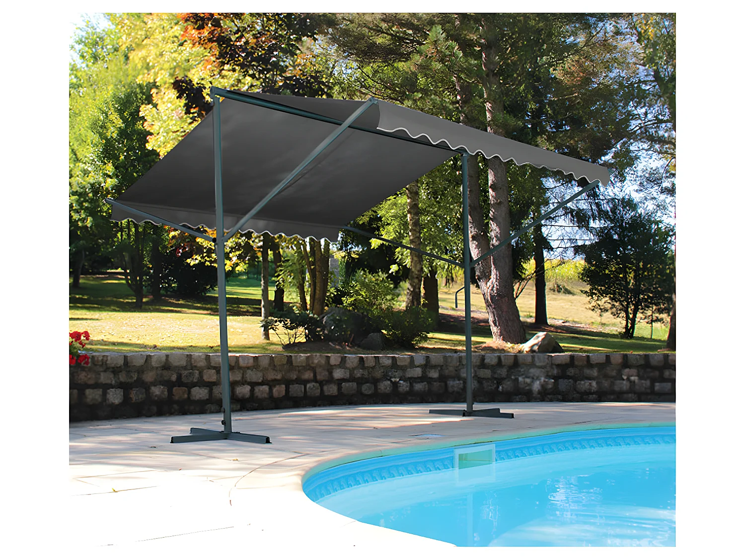 COLUMBA - Tonnelle 2 pans 3,5m - Acier - Gris Anthracite