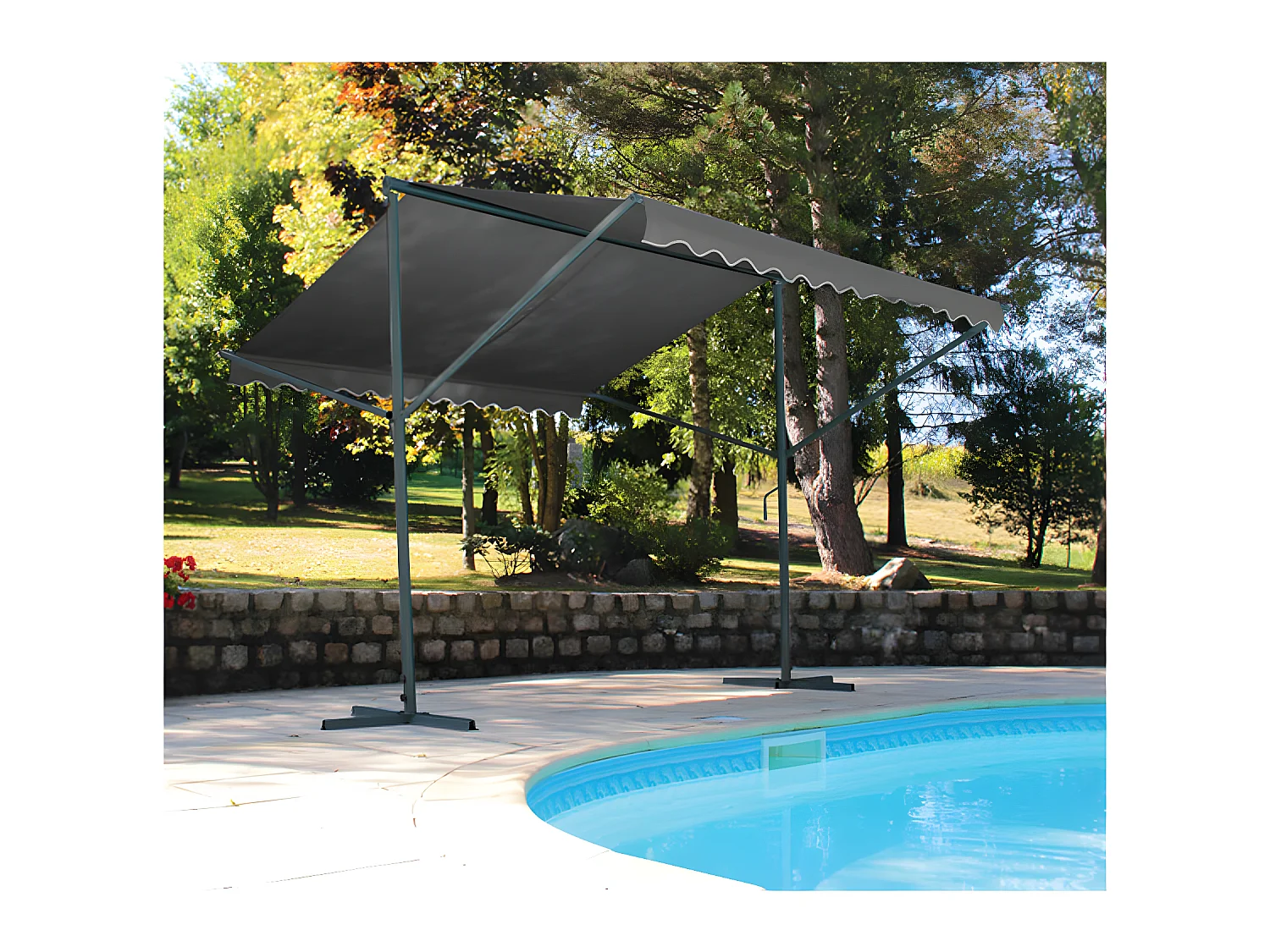 COLUMBA - Tonnelle 2 pans 3,5m - Acier - Gris Anthracite