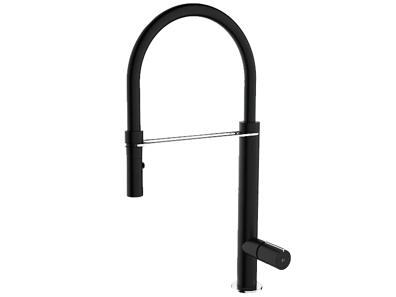 Exil Spültischmischer mit Handbrause in Schwarz und Edelstahloptik Essebagno