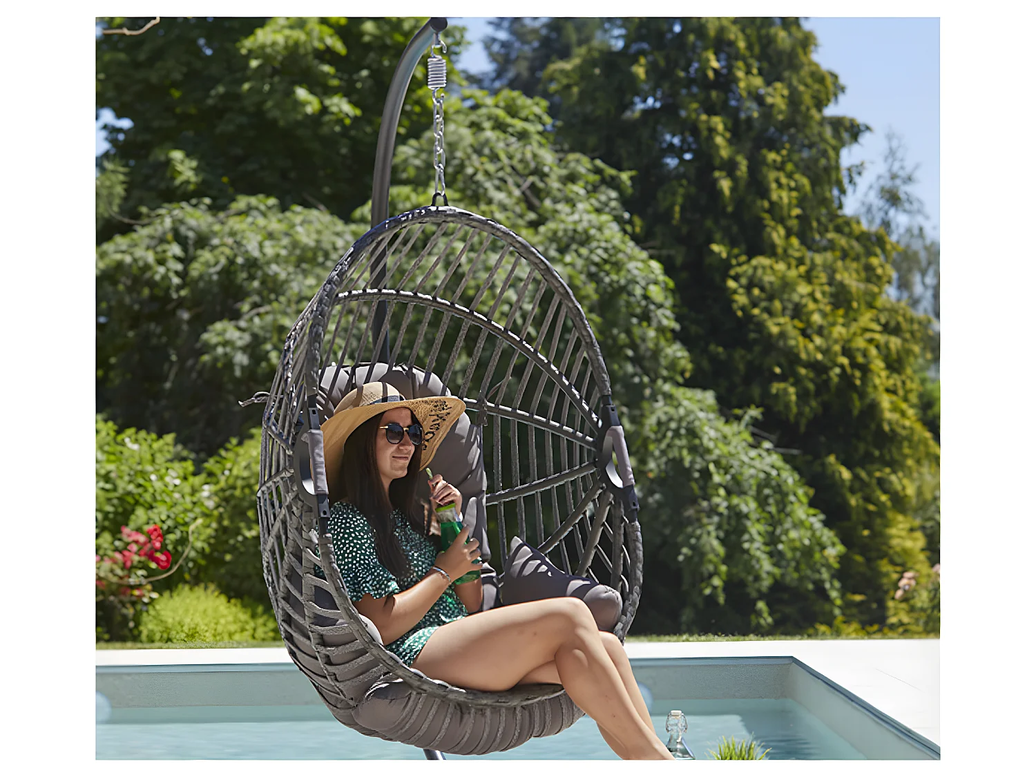 CANBERRA - Fauteuil de jardin suspendu - Gris Anthracite