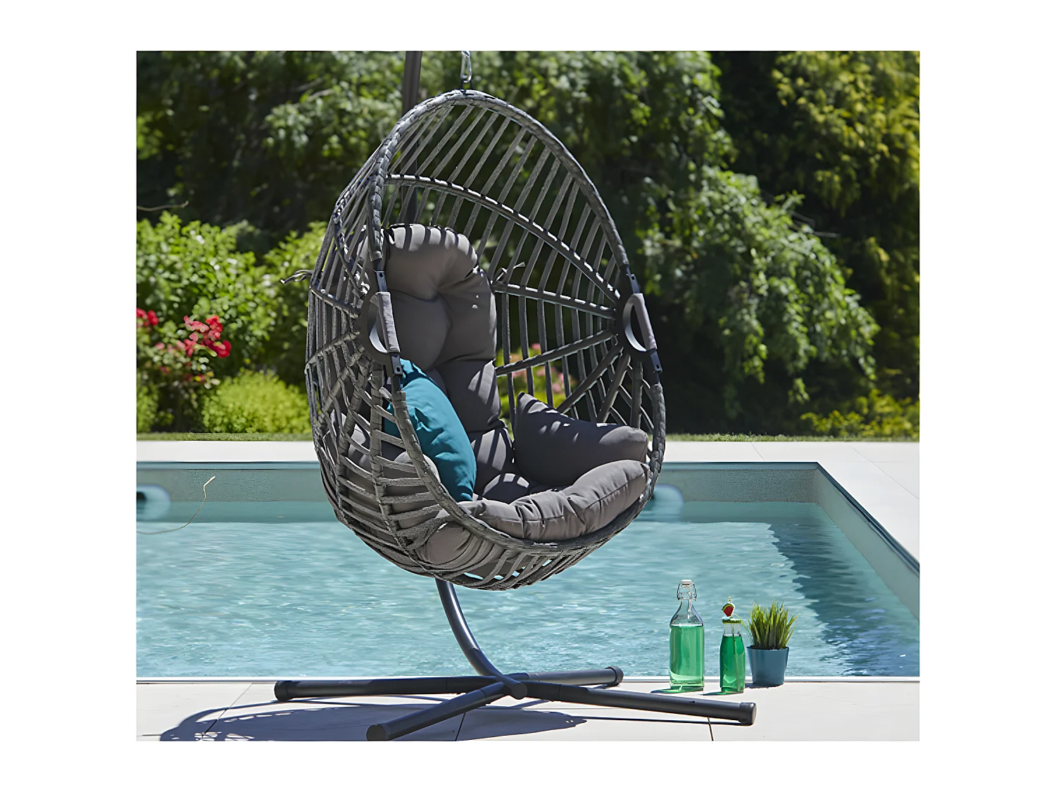 CANBERRA - Fauteuil de jardin suspendu - Gris Anthracite