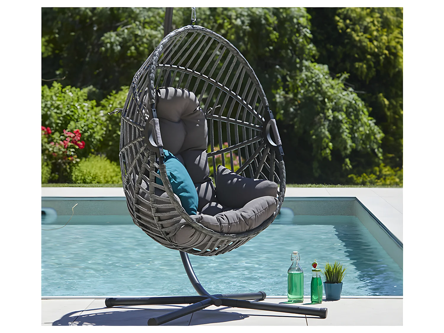 CANBERRA - Fauteuil de jardin suspendu - Gris Anthracite