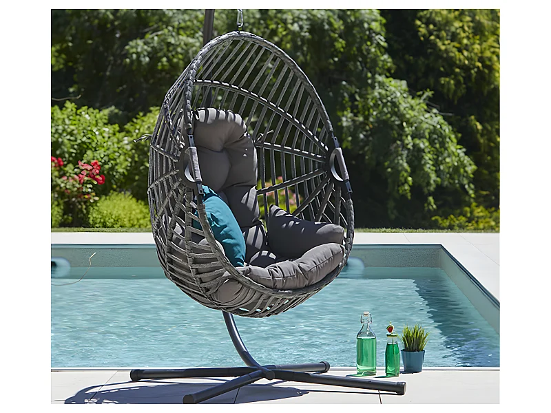 CANBERRA - Fauteuil de jardin suspendu - Gris Anthracite