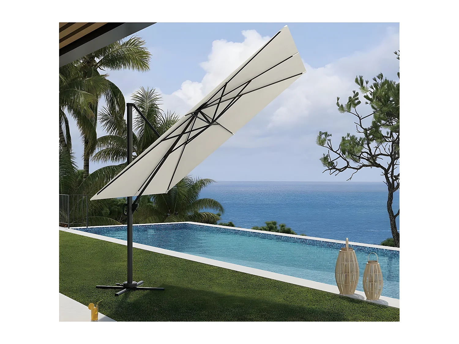 SUNKING - Parasol déporté 3x3m - Lin
