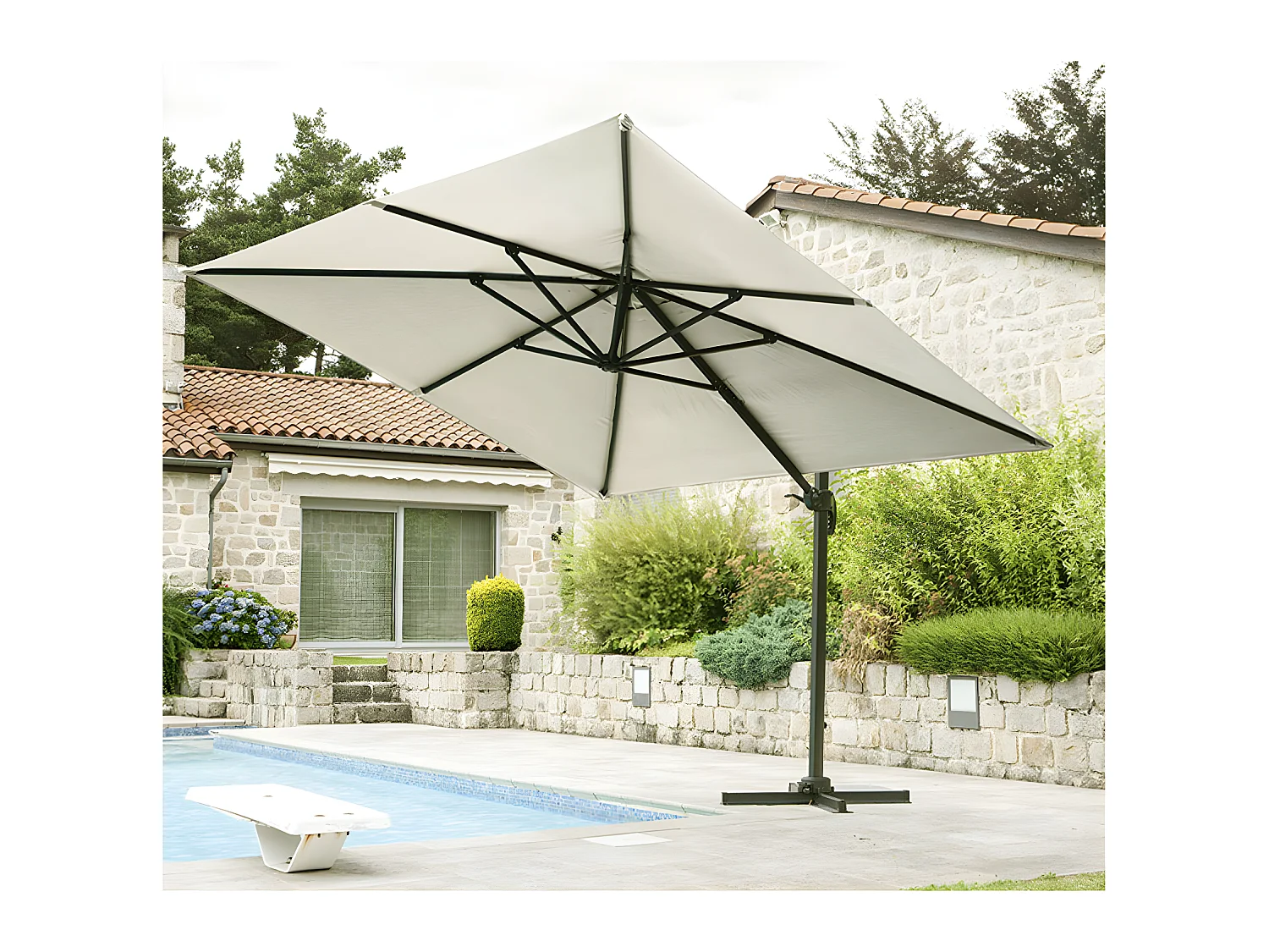 SUNKING - Parasol déporté 3x3m - Lin
