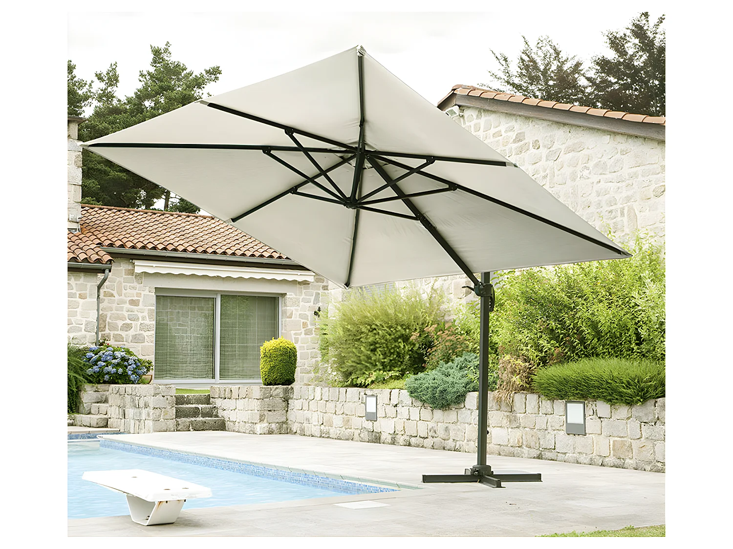 SUNKING - Parasol déporté 3x3m - Lin