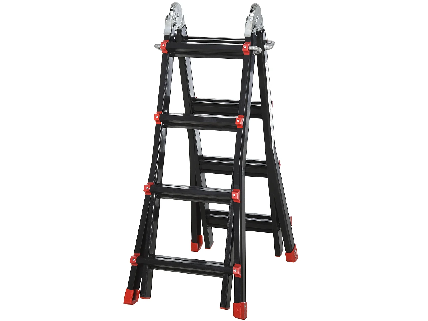 Escalera telescópica negro y rojo 401x49.3x11 cm HOMCOM