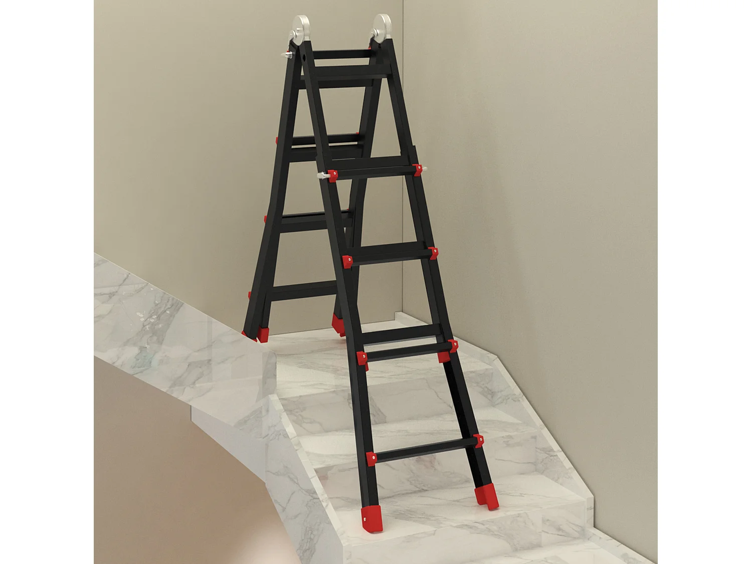 Escalera telescópica negro y rojo 401x49.3x11 cm HOMCOM