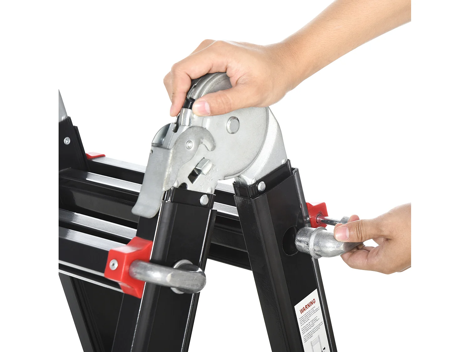 Escalera telescópica negro y rojo 401x49.3x11 cm HOMCOM