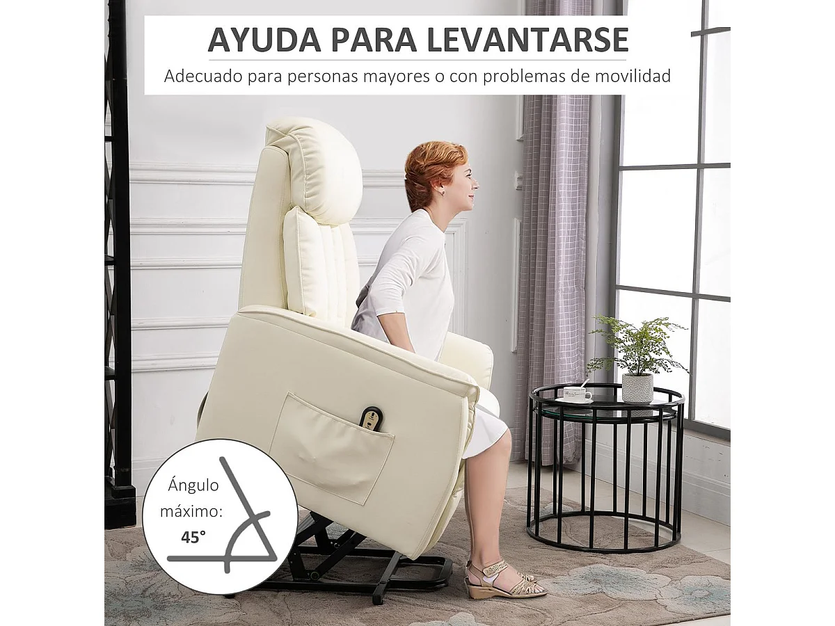 Sillón levanta personas crema 80x94x104 cm HOMCOM