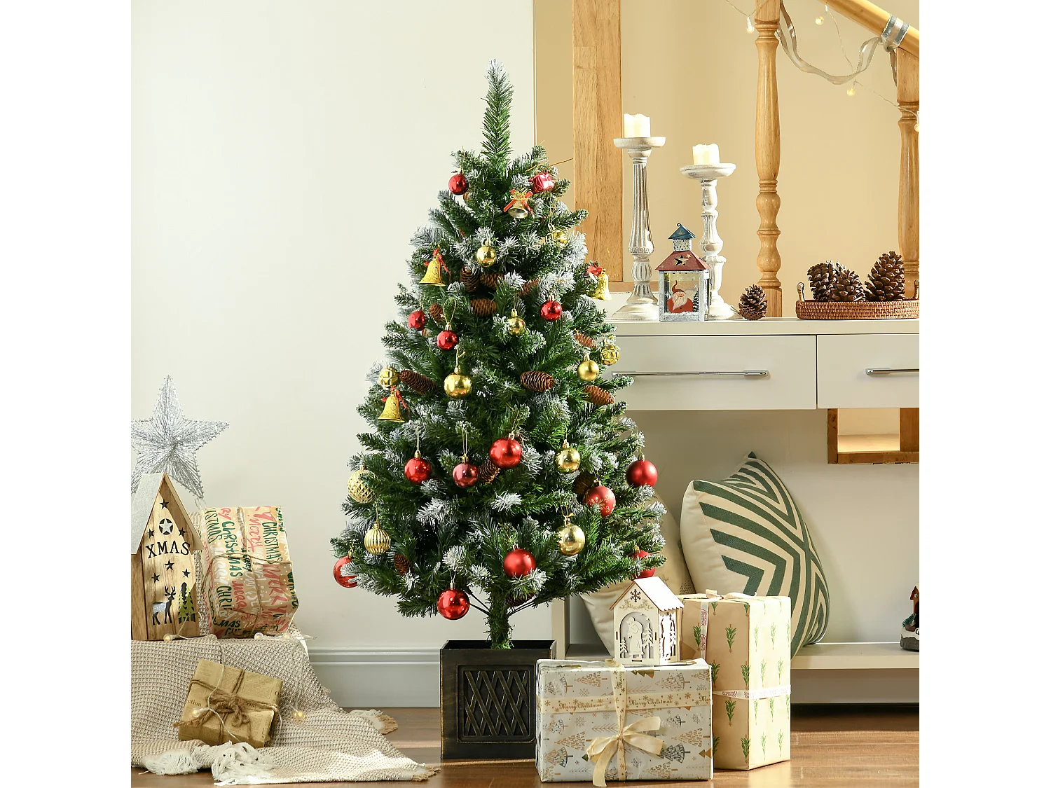 Árbol de navidad verde 70x70x120 cm HOMCOM